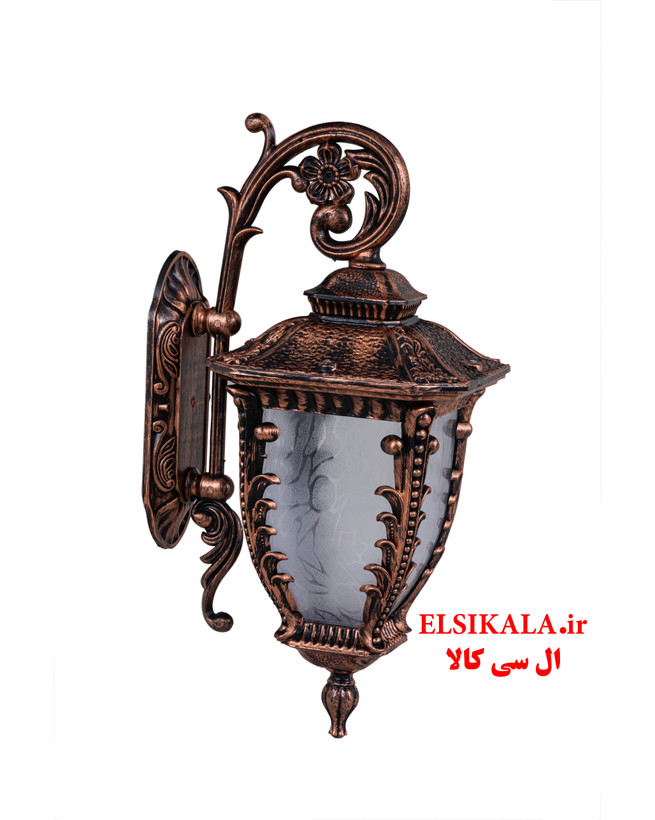 چراغ حیاطی مدل کارن دیواری مشکی مسی سفید