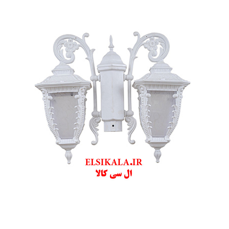 چراغ حیاطی مدل کارن دوشعله سفید با پایه و بدون پایه