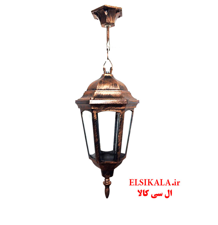 چراغ حیاطی مدل رومی آویز مشکی مسی سفید
