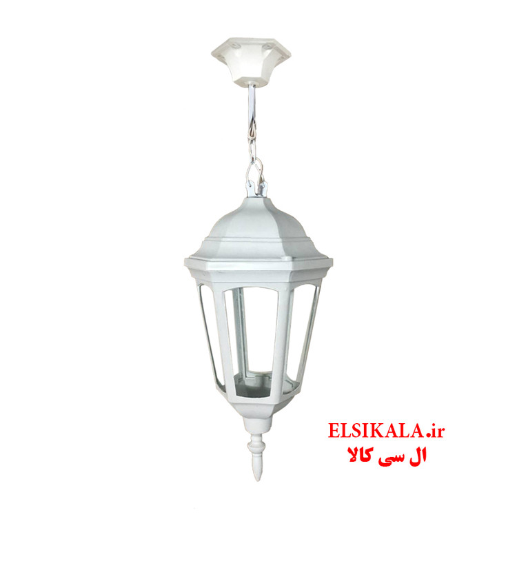 چراغ حیاطی مدل رومی آویز مشکی مسی سفید